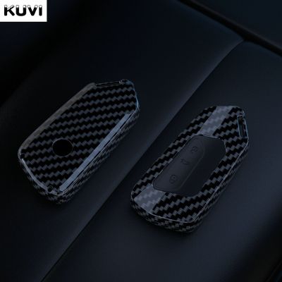 เคสกันกระแทกเคสกุญแจรถยนต์รถยนต์ ABS + คาร์บอน8ชิ้นสำหรับ VW Volkswagen Golf ID.4 8 MK8 ID.3 Cupra Skoda Octavia ที่นั่ง A8 Leon MK4 2020 2021