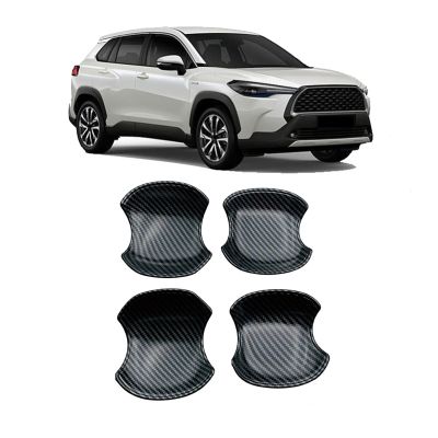 for 2020 2021 Toyota Corolla Cross Door Handle Bowl Sticker Cap Carbon Fiber Pattern ABS Car Accessories