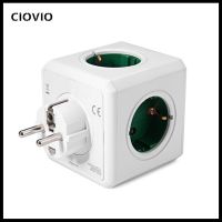 【Limited stock】 Smart Home Power Cube Socket EU Plug Outlets ไม่มี USB Creative Green Power Strip Adapter Multi Switched Sockets