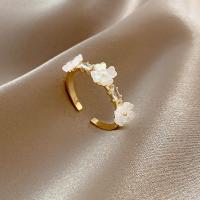 YDIJEJ ประณีต อินเทรนด์ เพชร เรขาคณิต เปลือก Rhinestones แหวนเปิด แหวนดอกไม้ แหวนนิ้วหญิง แหวนสไตล์เกาหลี