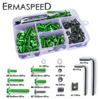 ♧ Motorcycle Fairing Bolt Kit 177pcs M5 M6 Motorcycle Windscreen Screws Colorful Fasteners Fairing Bolts Nut Clips Accessories