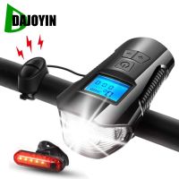 ▣♚♝ 1 Combo USB Bicycle Light IPX7 Cycling Lights Bike Computer 6 Modes Horn Flashlight Bike Speedometer with Taillight