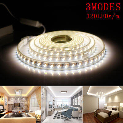 แถบไฟ LED 5730สามสีลดแสง120 Leds 220V ด้วยรีโมทคอนโทรลกลางแจ้งกันน้ำ Home Improvement LED บันไดแสงคู่แถวเพดานนุ่มแถบแสง