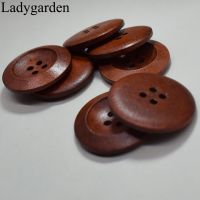 20PCS 30MM Big Round Wooden Buttons Brown Natural Color Wooden Buttons Handmade Scrapbooking for Wedding Decor Sewing Button Haberdashery