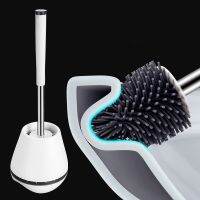 Toilet Brush and Holder Set Silicone Bristles Bathroom Cleaning Bowl Brush Kit with Tweezers,and Handle