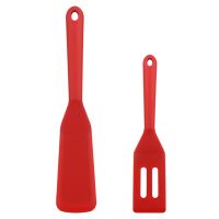 2 Piece Favorite Spatula Slotted Spatula One Size Silicone Serving Spatula Black Silicone Shovel Set