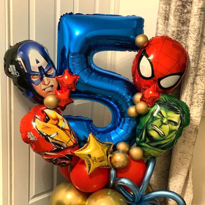5 ชิ้น MARVEL Super Hero บอลลูน Spiderman อลูมิเนียมฟอยล์ลูกโป่งเด็กวันเกิดของตกแต่งงานเลี้ยงทารกฝักบัว Iron Man ลูกโป่ง-iewo9238