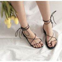 COD DSGRTYRTUTYIY Summer Roman Shoes European American Sandals Lace-Up Women Flat Cross Thin Strap Student