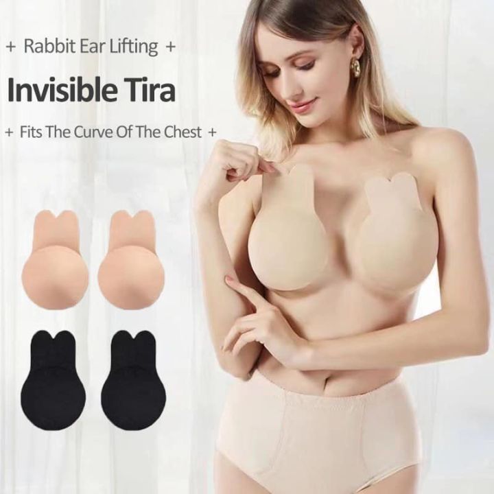 Invisible Backless Adhesive Bra Fabric Washable Rabbit Ear Breast Lift Up  Bra