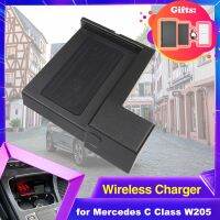 แท่นชาร์จแบตเตอรี่แบบไร้สายรถยนต์15W สำหรับ Mercedes Benz C Class W205 S205 200 A205 350E 2015 ~ 2021 2016แผ่นที่ชาร์จความเร็วสูงโทรศัพท์