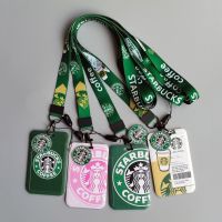 CHGBIH SHOP น่ารักพกพาได้กาแฟบัตรพนักงานสีเขียวรถบัสซองใส่บัตรสตาร์บัคโพลีเอสเตอร์การ์ดควบคุมการเข้าถึงที่คลุมเก็บรักษาของบัตรการ์ตูนซองใส่บัตรกล่องบัตร