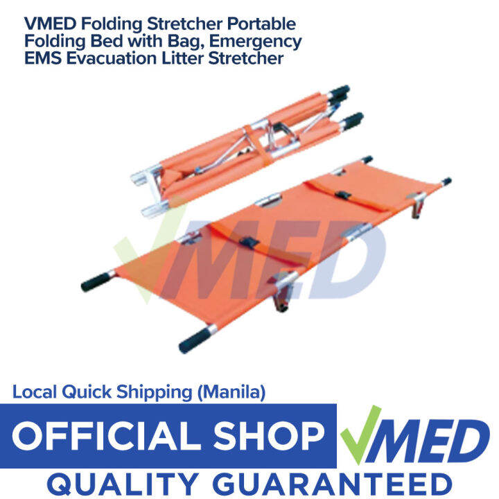 VMED Folding Stretcher Portable Folding Bed with Bag, Emergency EMS