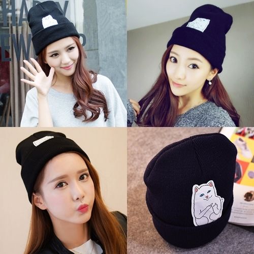 หมวกไหมพรม-แมว-cap-hat-หมวกหน้าหนาว-พร้อมส่ง