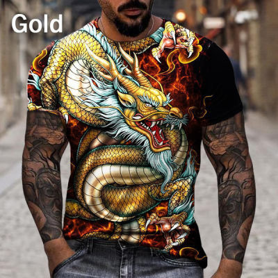 New Dragon 3d Printing Mens T-shirt Street Hip-hop Funny Fashion Cool T-shirt Top