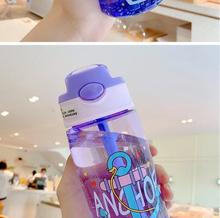 New 480ml water plastic bottle tumbler with straw lid stanley Kids kawaii  cup of drinking items termos glass Children's gift