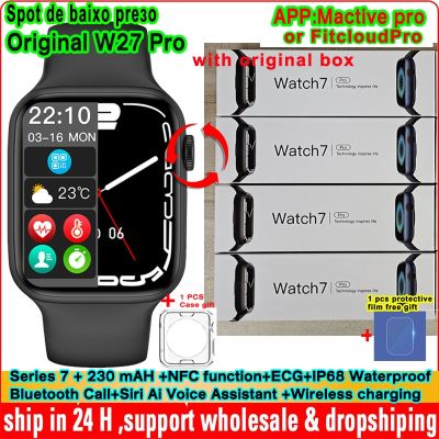 ZZOOI Original iwo W27 Pro Smart Watch NFC Function Siri 45mm Series 7 Wireless Charger ECG  Bluetooth Call IP68 Waterproof Smartwatch