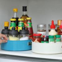 360 Rotating Tray Kitchen Storage Containers For Spice Jar Snack Food Tray Bathroom Storage Box Non Slip Cosmetics Organizer New