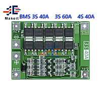 สมาร์ท BMS 3S 4S 40A 60A 12v 48v 18650 Li-ion ลิเธียมแบตเตอรี่เครื่องชาร์จบอร์ดป้องกันสมดุลพร้อมอีควอไลเซอร์บาลานเซอร์