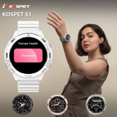 KOSPET นาฬิกาสมาร์ทวอทช์เพื่อสุขภาพ S1หญิงสำหรับผู้หญิงสายรัดข้อมือฟิตเนสกันน้ำ1.3 "AMOLED นาฬิกาอัจฉริยะสำหรับ Android สัมผัสแบบเต็มรูปแบบโทรศัพท์ IOS