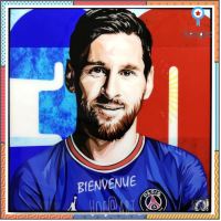 Lionel Messi #7 ลีโอเนล เมสซี่ PSG เปแอสเช​ ปารีส แซ็ง แฌร์แม็ง Paris รูปภาพ​ติด​ผนัง​ pop art ฟุตบอล​ กรอบรูป​​ flashsale ลดกระหน่ำ