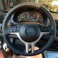 ✆ﺴ✘ Car Steering Wheel Cover For BMW 318i 325i X3 E39 X5 E46 E53 Z3 E36/7 E36/8 No-Slip Black Artificial Leather Car Accessories