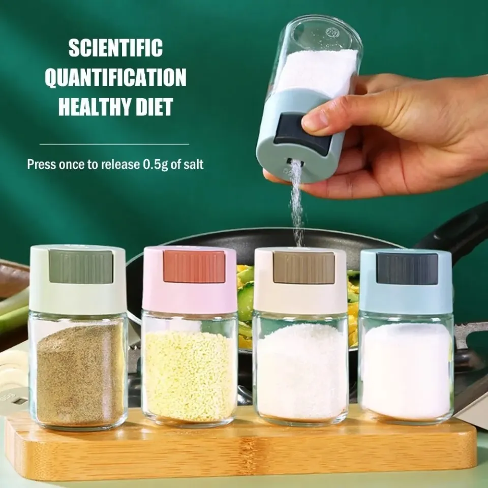 1pc Light Green Press-type Salt Shaker And Multi-purpose Seasoning Bottle  With Measuring Function For Kitchen