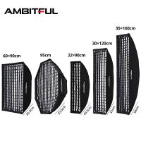 AMBITFUL 60X90cm 22X90cm 35X160cm 30X120cm 95ซม. สี่เหลี่ยมมุมฉากแปดเหลี่ยมตารางรังผึ้ง Softbox สำหรับที่ครอบหัวแฟลช Bowens Studio