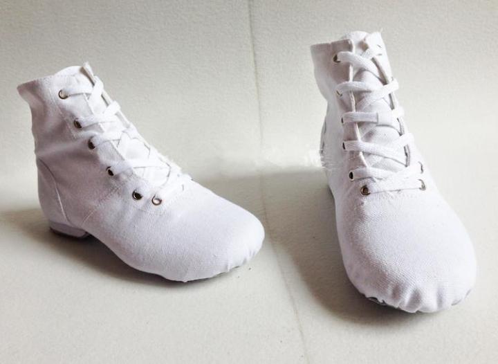 รองเท้าผ้าใบพื้นรองเท้านุ่มแบบผูกเชือกรองเท้าแจ๊ส-sepatu-kets-datar-ฟิตเนสโยคะยิมเต้นรำสมัยใหม่สำหรับผู้ชายผู้หญิง