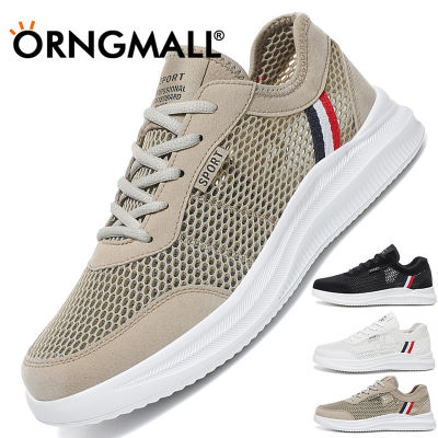 ORNGMALL รองเท้ารองเท้ากีฬาสำหรับผู้ชายน้ำหนักเบา,รองเท้าระบายอากาศเดินใส่วิ่งลำลองไม่ลื่นสวมใส่สบายมีเชือกผูกรองเท้าไซส์ใหญ่39-46