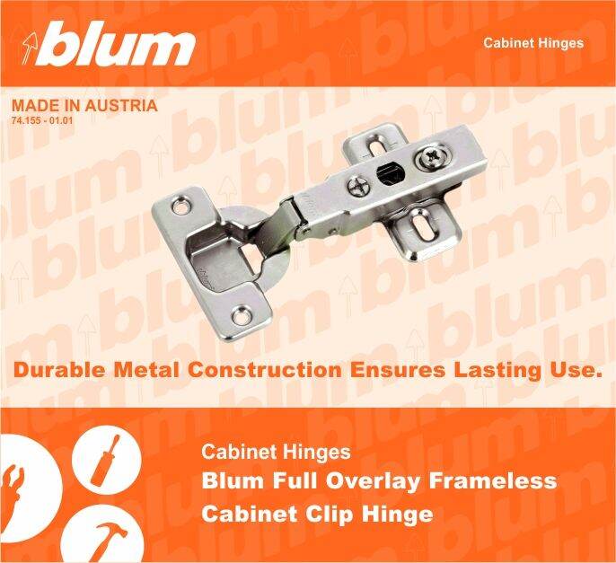 Blum Full Overlay Frameless Clip Conceal Door Hinge Lazada
