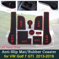 Anti-Slip Gate Mat Cup Groove Pads For VW Volkswagen Golf 7 Mk7 GTI R 2013 2014 2015 2016 2017 2018 2019 Hole Pad Car Accessorie