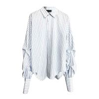 COD เสื้อเชิ้ต Striped shirt womens wild long-sleeved shirt