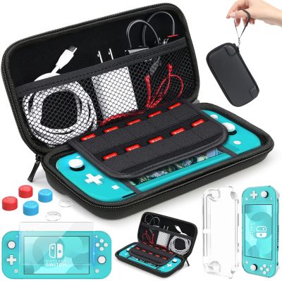 HEYSTOP Compatible with Nintendo Switch Lite Carrying Case with Accessories Kit Tempered Glass Screen Protector 6 Thumb Grip Cap Health Accessories