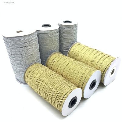 ✉♗ 5yards/Lot 3mm 6mm 10mm Gold/Silver High Elastic Sewing Elastic Band Fiat Rubber Band Waist Band Stretch Rope Elastic Ribbon