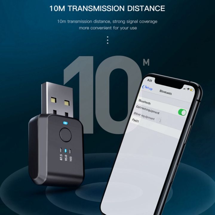 fm-transmitter-car-wireless-bluetooth-5-0-radio-modulator-car-kit-handsfree-audio-adapter-no-delay-no-noise-accessories