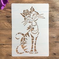 A4 29 x 21cm Animal cat Mandala DIY Stencils Wall Painting Scrapbook Coloring Embossing Album Decorative Paper Card Template