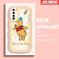 เคส JIUMOO สำหรับ Xiaomi Redmi Note 8 2021 Note 8T น่ารักวินนี่ช้อนส้อมมีดหมีพูห์สีคลื่นเคสโทรศัพท์โปร่งใสเคสกันกระแทกนุ่มเรียบง่ายป้องกันเลนส์กล้องโคฟซิลิโคนใส