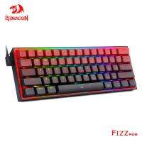 REDRAGON Fizz คีย์บอร์ดแบบมีสายสำหรับเล่นเกมระบบกลไกขนาดเล็ก RGB USB K617สวิทช์สีแดง61คีย์สำหรับนักเล่นเกมสำหรับคอมพิวเตอร์พีซีแล็ปท็อปสายถอดออกได้