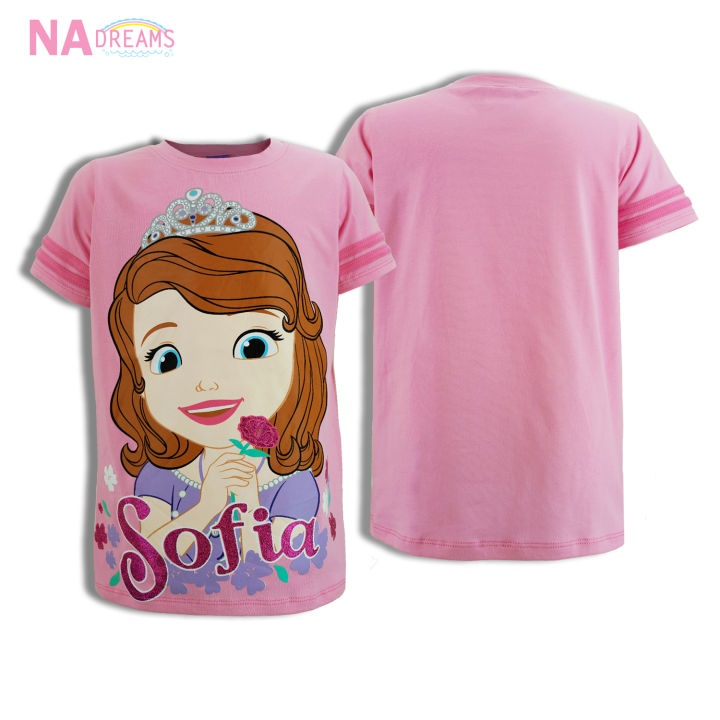 disney-เสื้อยืดคอกลม-เสื้อคอกลม-ผ้าคอตตอนสแปนเด็กซ์-ลายการ์ตูน-โซเฟีย-sofia-จาก-nadreams-เนื้อผ้าดี-นุ่มมาก