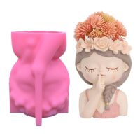 【YP】 Concrete Succulent Planters Mould Silicone Candle Holder Face Storage Pots