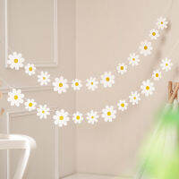 White Daisy Banner For Wall Patio Home Room Small White Daisies Pull Flowers Birthday Party Decorations Chrysanthemum Flag