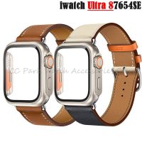 ?️‍?CC Park⌚สายหนัง2 In 1และเคสกระจกใช้ได้กับนาฬิกา Apple รุ่น Ultra 8 7 6 SE 5 4 3 2 1สำหรับ IWatch ขนาด49มม. 45มม. 41มม. 44มม. 40มม. 40มม. 42มม. 38มม. สายรัดข้อมือนาฬิกาข้อมืออัจฉริยะอุปกรณ์เสริม