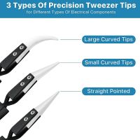 6Pcs Precision Reverse Ceramic Tweezers Set, Resistant Electronics Soldering Tweezers Anti-Magnetic Pointed for Solder