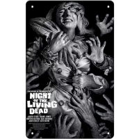 Night Of The Living Dead-3ภาพยนตร์สัญญาณดีบุกโลหะตกแต่งผนังสำหรับผับคาเฟ่และบ้าน12x8นิ้ว