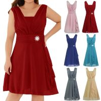 ZZOOI Women Chiffon Formal Wedding Bridesmaid High Waist Party Ball Prom Gown Cocktail Slim Dress Womens Sundress Long