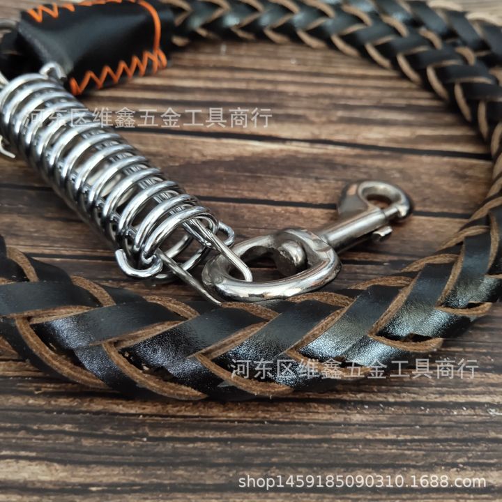 อุปกรณ์สำหรับสัตว์เลี้ยง-เชือกหนังวัว-cowhide-dog-chain-8-strand-buffer-traction-เชือกสุนัขขนาดใหญ่-เดินเชือกสุนัข