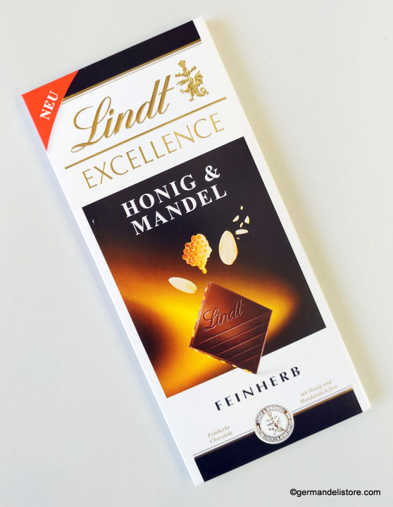lindt Excellent Chocolate Honig & Mandel Feinherb น้ำหนัก 100 กรัม BBF 31/01/24
