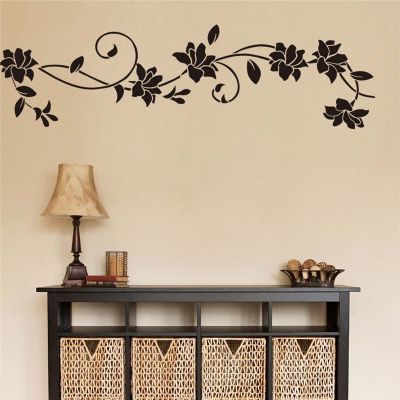 [24 Home Accessories] DIY ไวนิลสีดำดอกไม้ Blossom Vine สติ๊กเกอร์ติดผนังภาพจิตรกรรมฝาผนัง Decal หน้าแรกห้องนั่งเล่นตู้เย็น Decor Relightful Wall Art Mural
