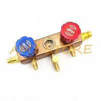 LJLJ-1/8quot;bsp-11mm Car Home Air-Conditioning Meter Freon Pressure Gauge Refrigerant Double Meter Knob Valve Body Accessories W Hook