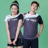 YONEX The new badminton coat quick-drying mens and womens volleyball tennis table tennis dress with short sleeves grey shirt in summer